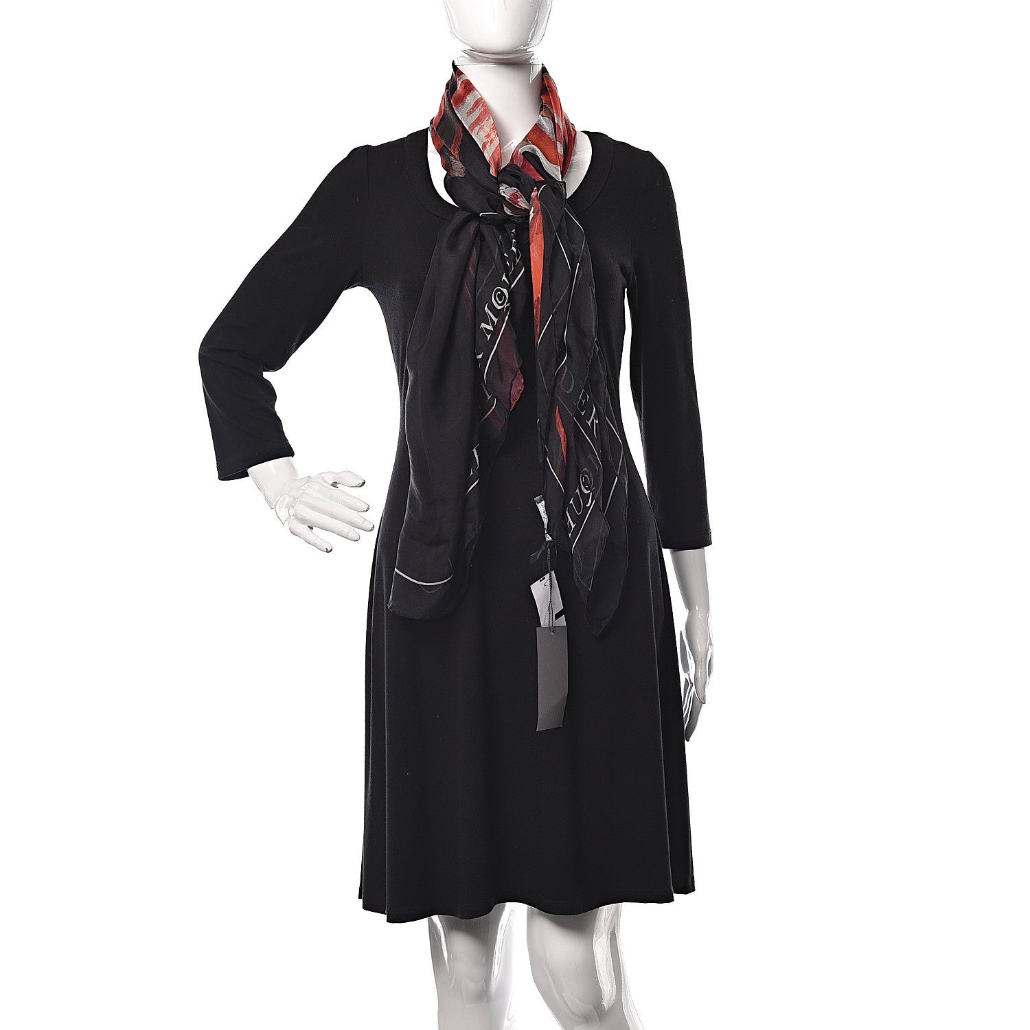 Alexander McQueen Silk Chiffon Exploding Tulip Scarf Black Pink 2 of 7