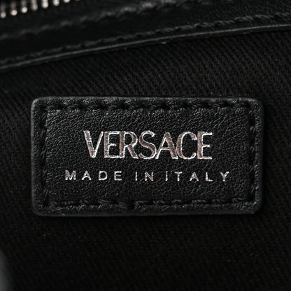 Versace Calfskin Studded Small Repeat Zip Hobo Black 6 of 9