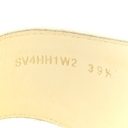 Valentino Garavani Raffia Toile Iconographe Vlogo Double Strap Slide Sandals 39.5 Natural Ivory 8 of 8