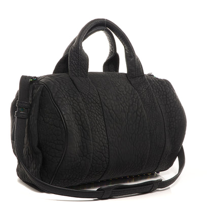 Alexander Wang Pebbled Lambskin Rocco Duffel Matte Black w Iridescent Hardware 3 of 7