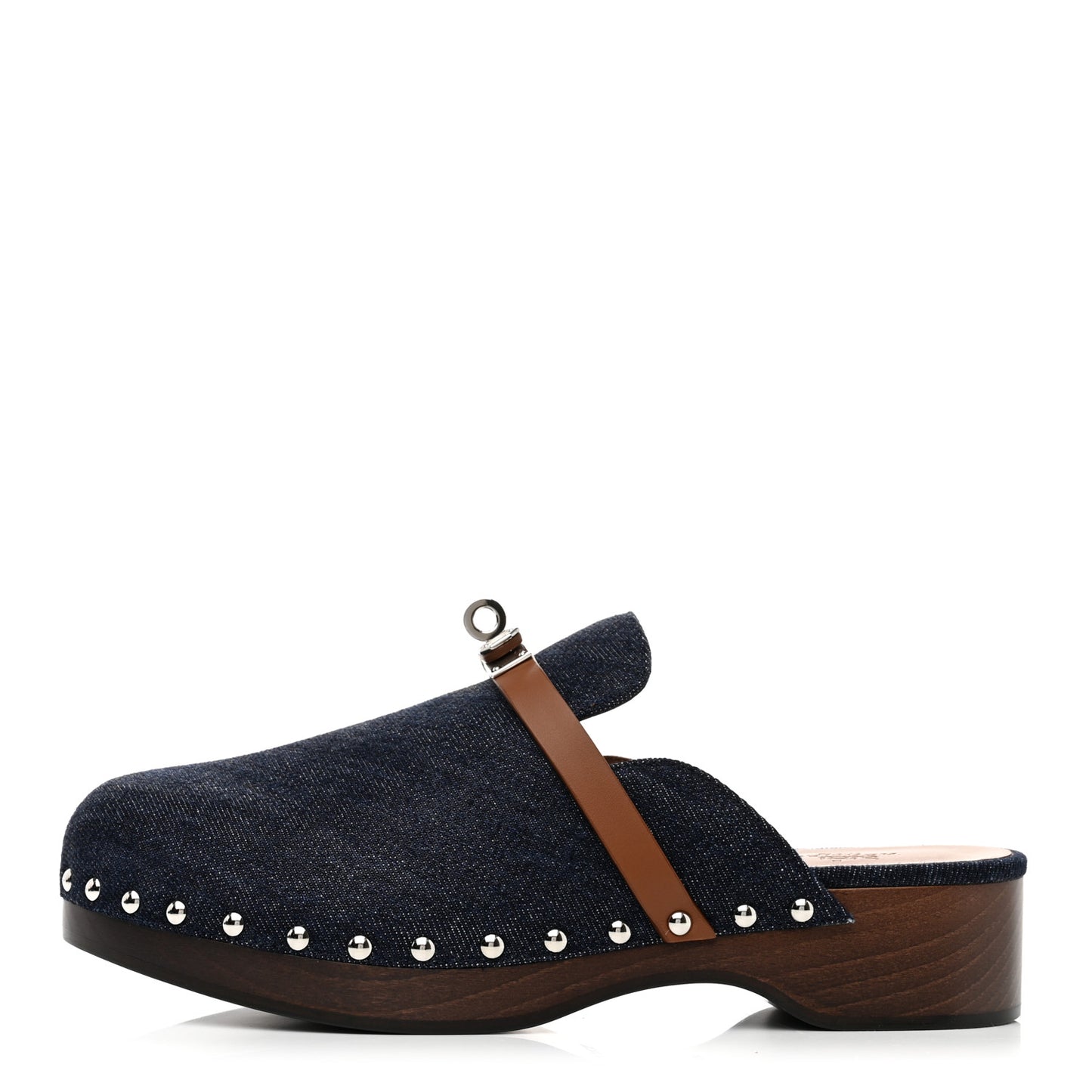 Denim Carlotta Mules 38 Bleu Brut Gold