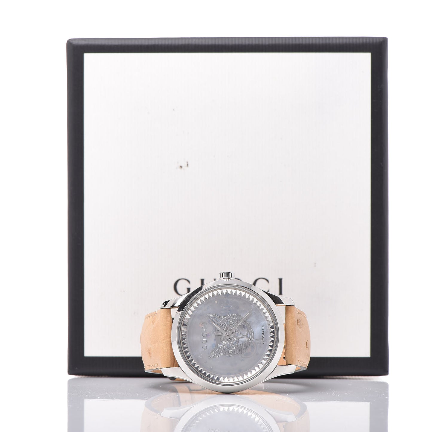 Stainless Steel Ostrich Mother of Pearl 38mm G-Timeless Cat Automatic Watch