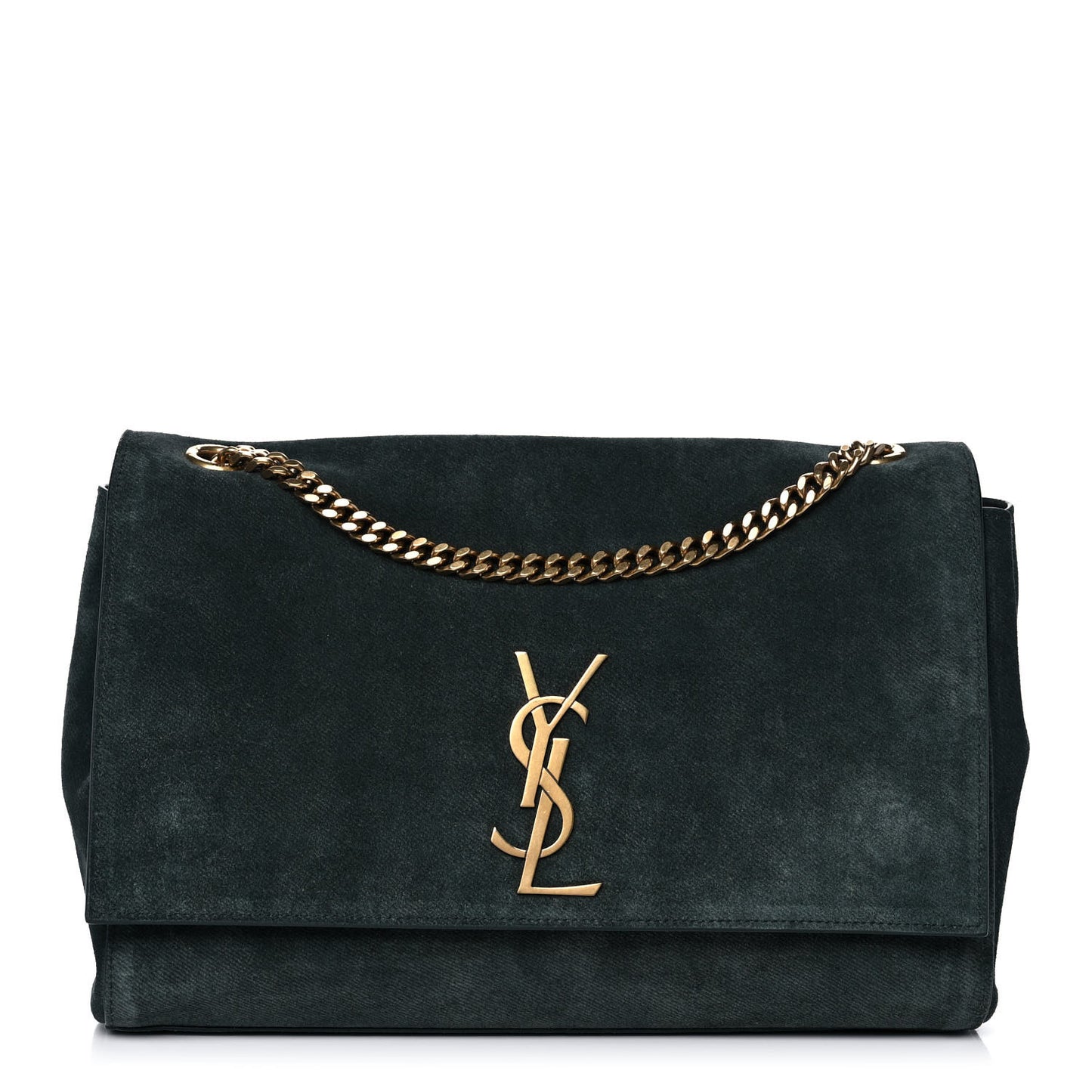 Smooth Calfskin Suede Medium Reversible Monogram Kate Satchel Dark Forest