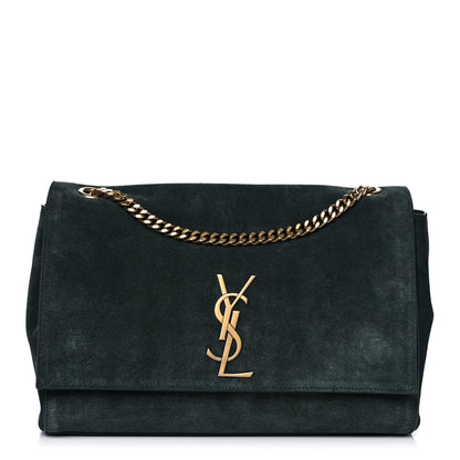 Saint Laurent Smooth Calfskin Suede Medium Reversible Monogram Kate Satchel Dark Forest 1 of 12