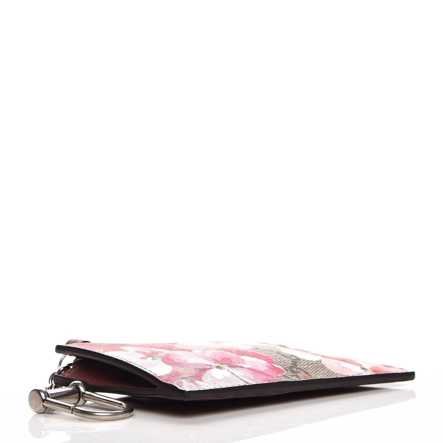 Gucci GG Supreme Monogram Blooms Key Ring Coin Case Beige Multicolor Dry Rose 4 of 7