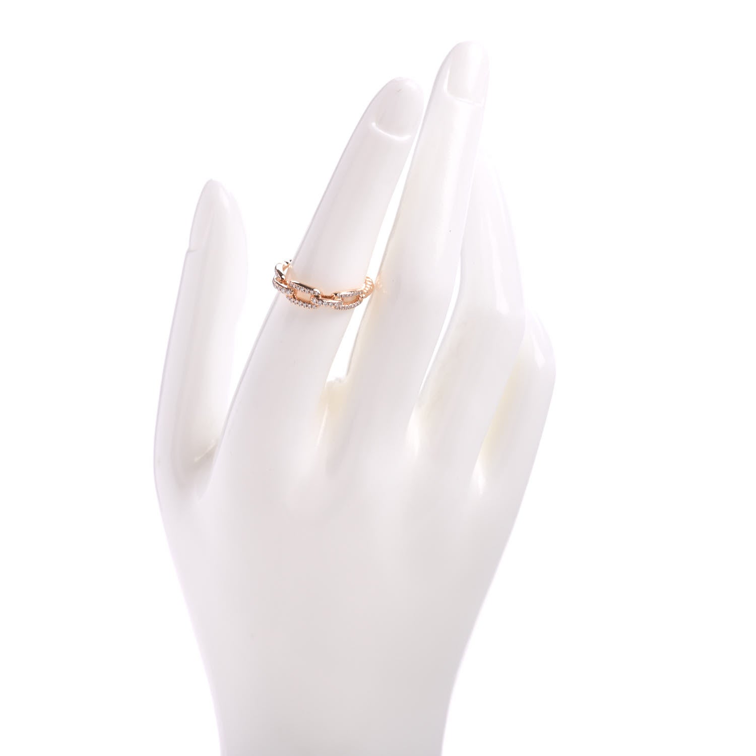 David Yurman 18K Rose Gold Diamond 4.5mm Stax Single Row Chain Link Ring 53 6.25 2 of 5