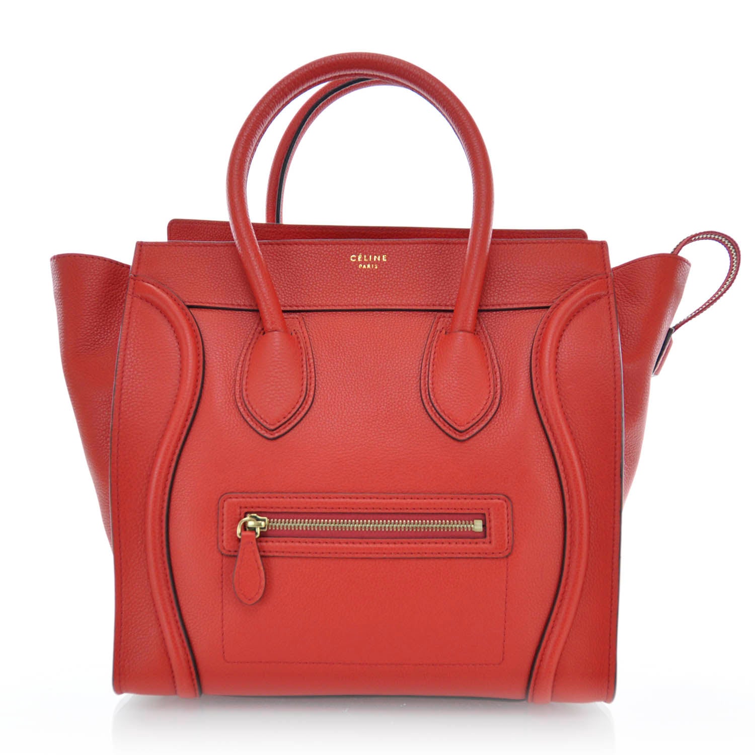 Celine Drummed Calfskin Mini Luggage Coquelicot 1 of 8