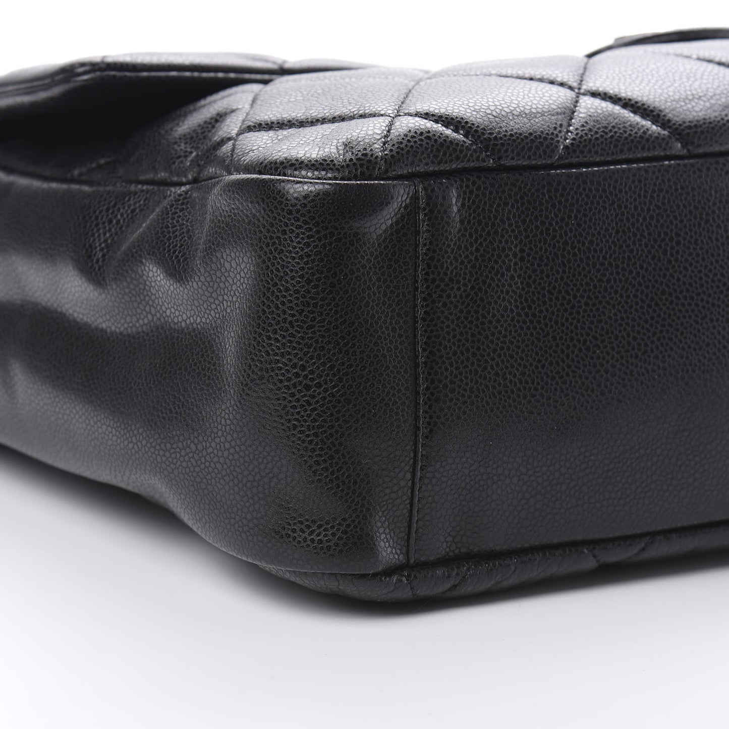 Glazed Caviar Large Nature Flap Bag Black