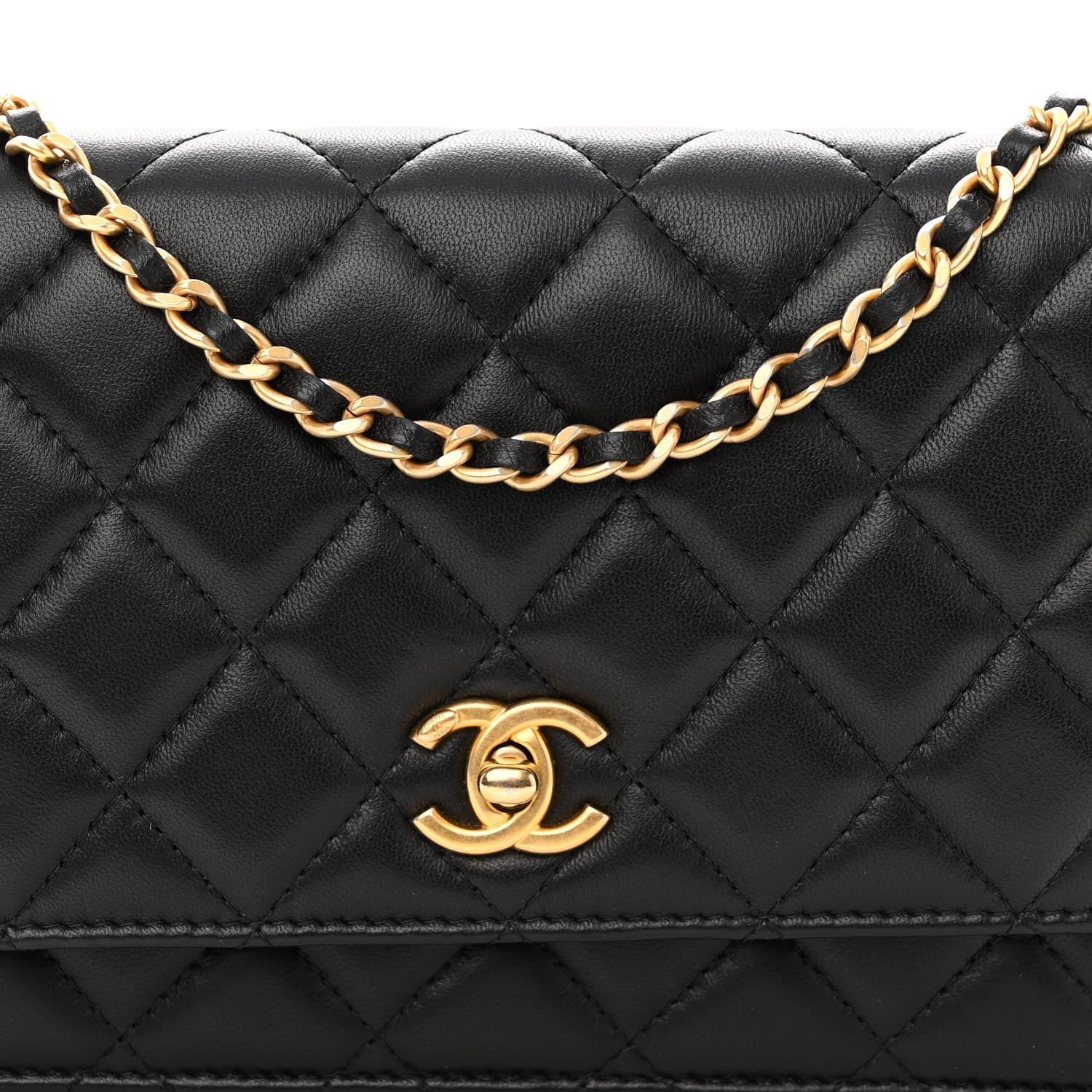 Chanel Lambskin Quilted Pearl Crush Wallet On Chain WOC Black 7 of 10