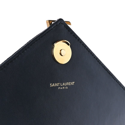 Saint Laurent Calfskin Suede Matelasse Chevron Monogram Large College Bag Marine 7 of 13
