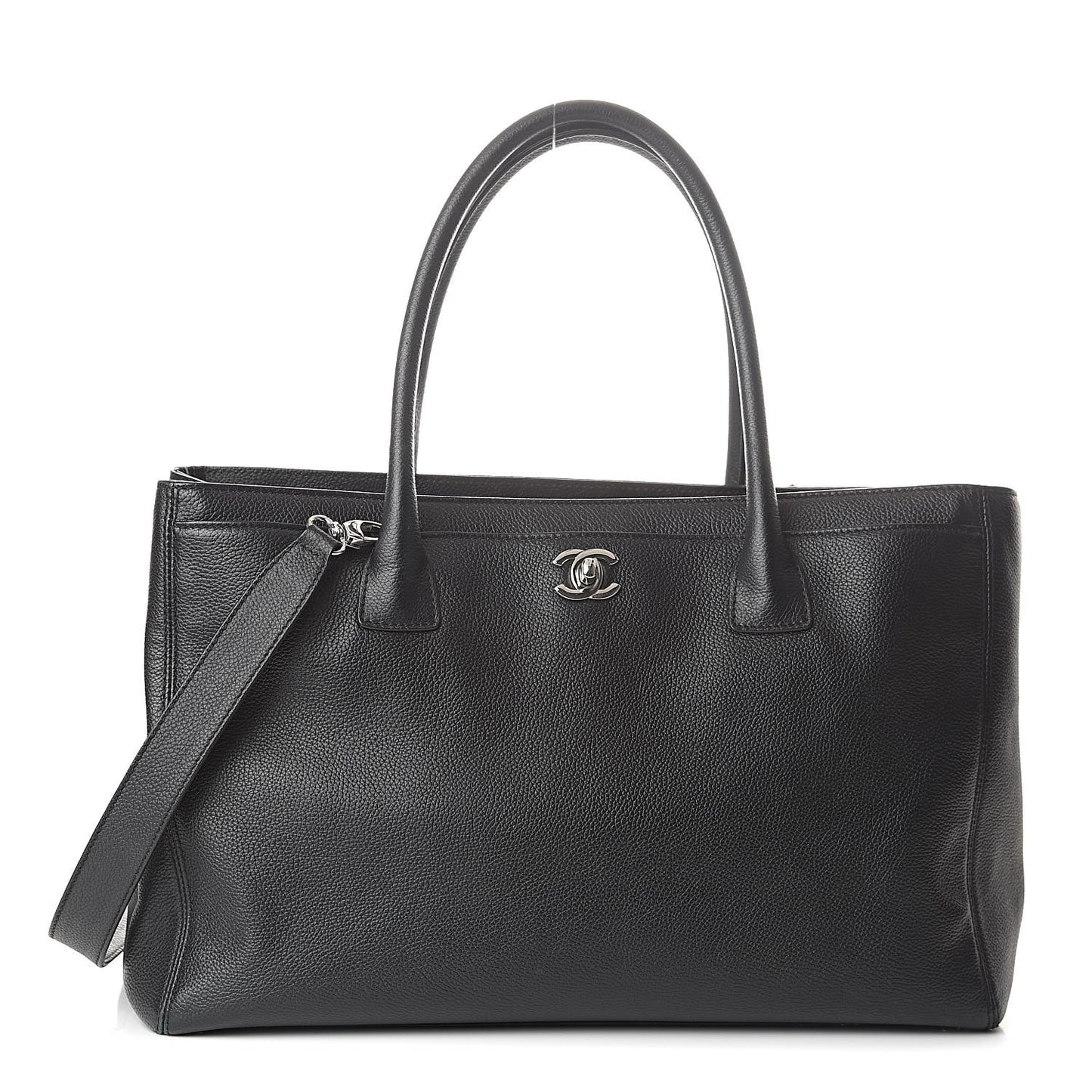Calfskin Cerf Executive Shopper Tote Black