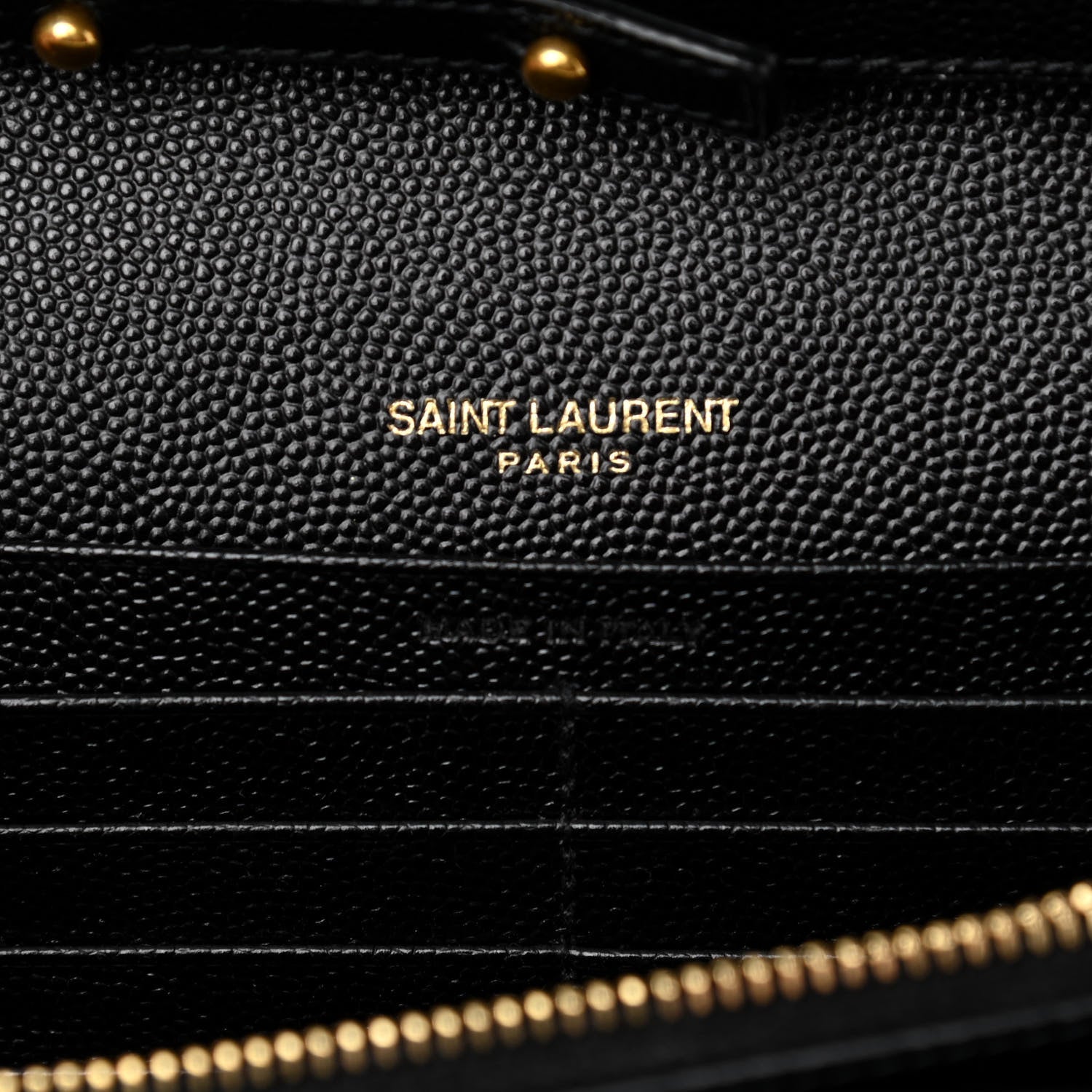 Saint Laurent Grain De Poudre Mixed Matelasse Triquilt Monogram Chain Wallet Black 10 of 23