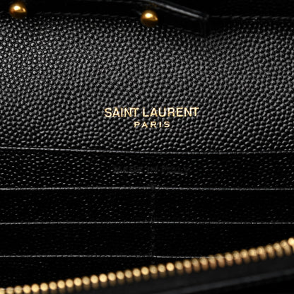 Saint Laurent Grain De Poudre Mixed Matelasse Triquilt Monogram Chain Wallet Black 10 of 23