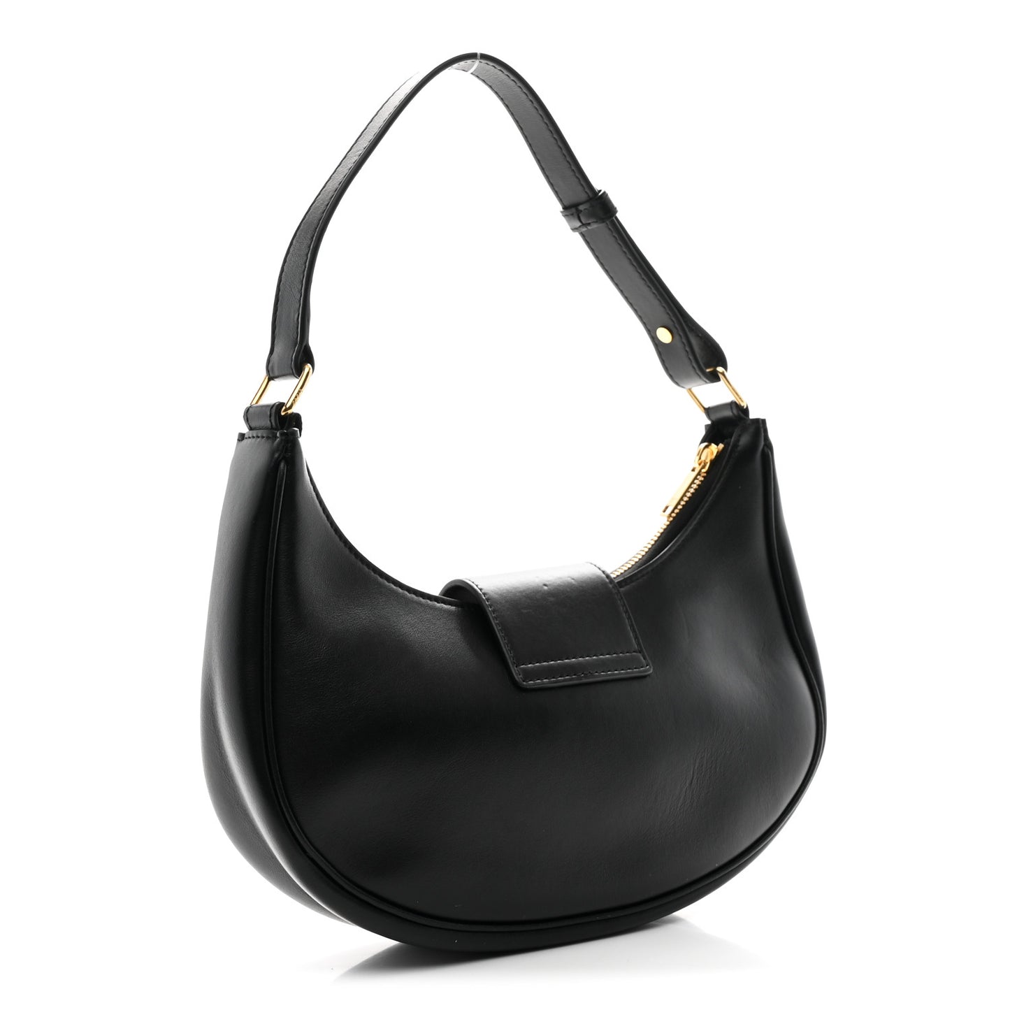 Smooth Calfskin Medium Strap Ava Triomphe Shoulder Bag Black