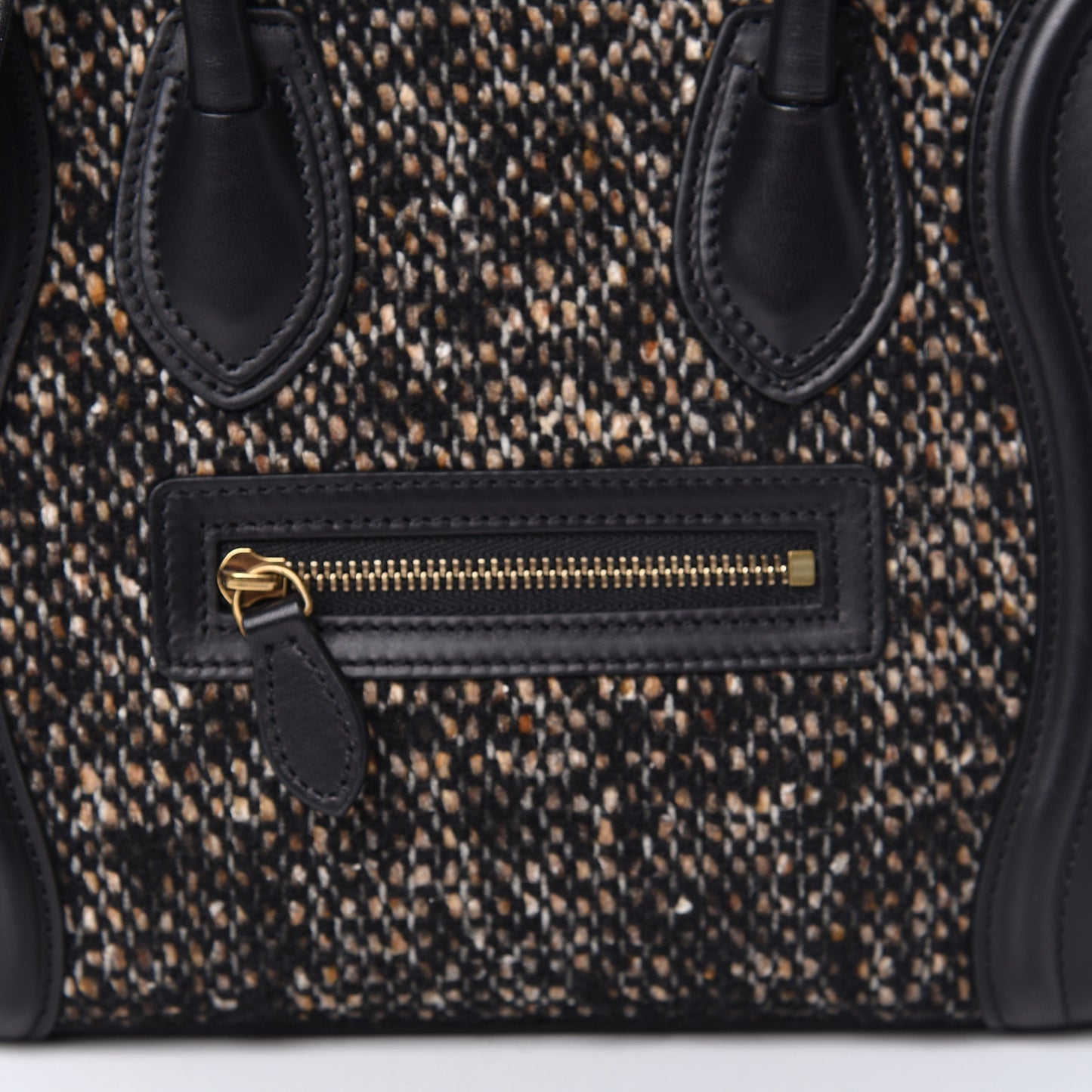 Smooth Calfskin Tweed Nano Luggage Black