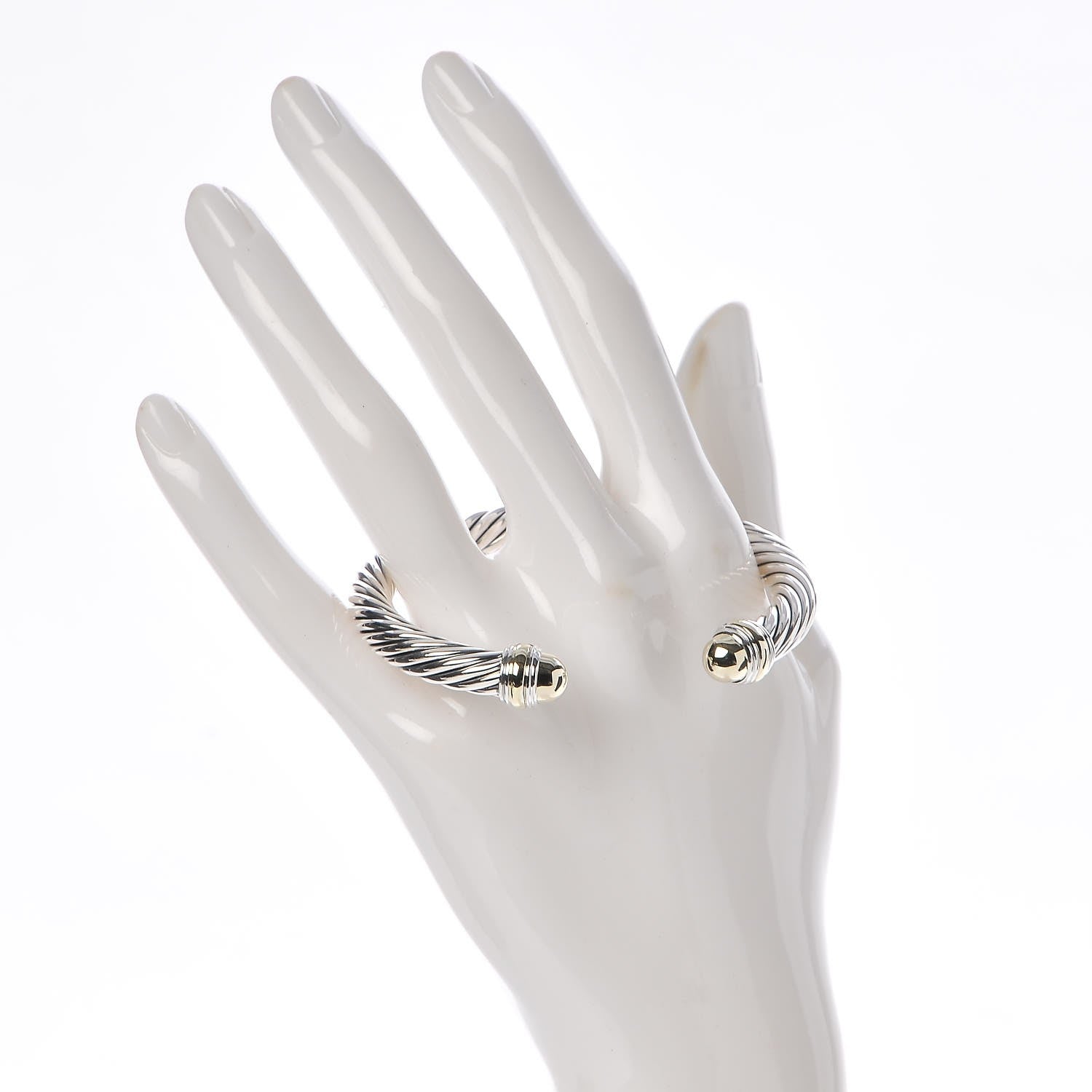 David Yurman Sterling Silver 14K Yellow Gold 7mm Cable Classics Bracelet 2 of 4
