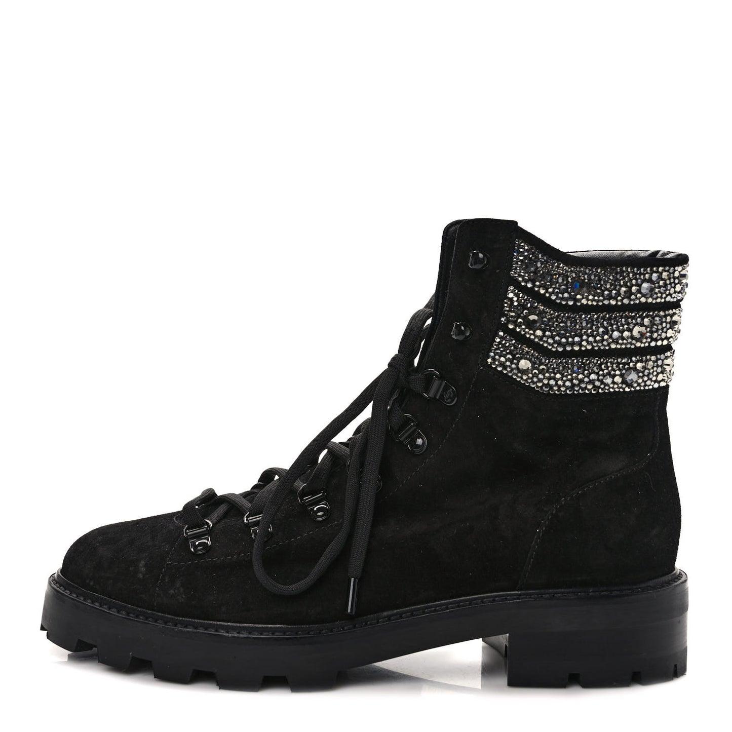 Suede Swarovski Crystal Womens Eshe Flat Boots 41 Black