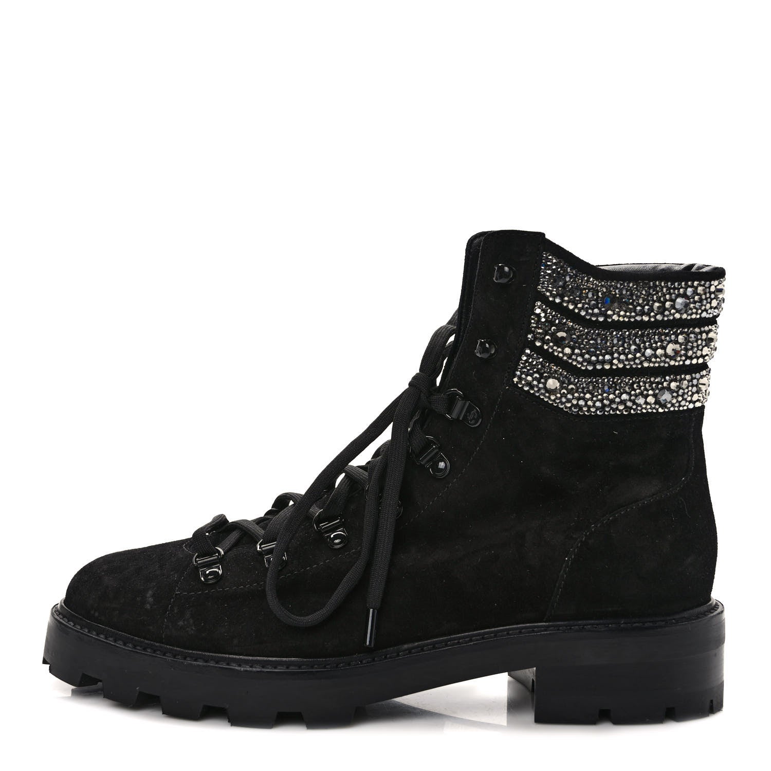 Jimmy Choo Suede Swarovski Crystal Womens Eshe Flat Boots 41 Black 1 of 7