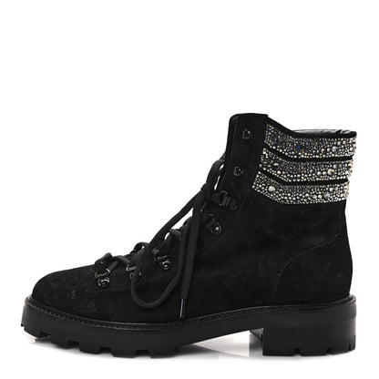 Jimmy Choo Suede Swarovski Crystal Womens Eshe Flat Boots 41 Black 1 of 7