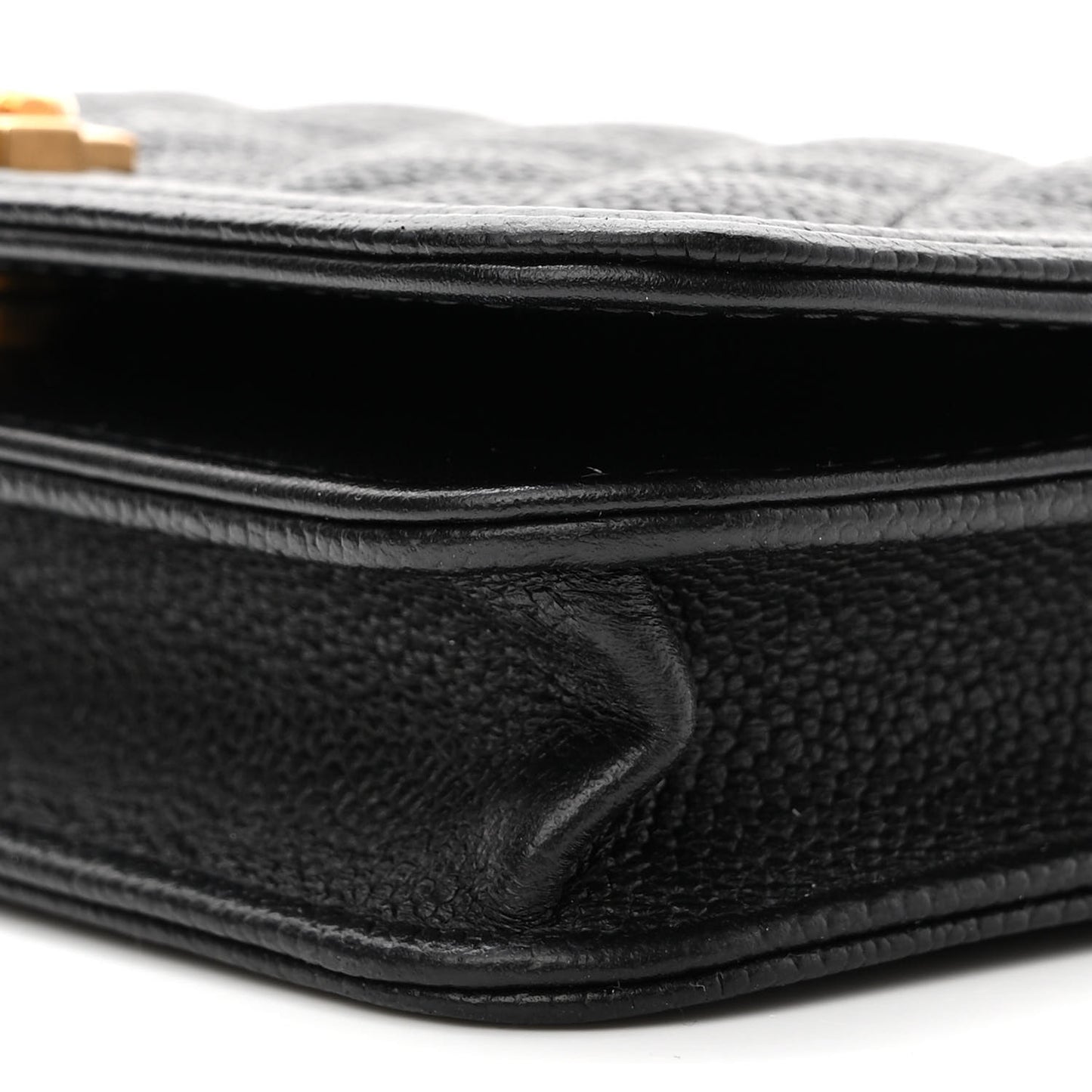Caviar Quilted Boy Clutch With Chain Black