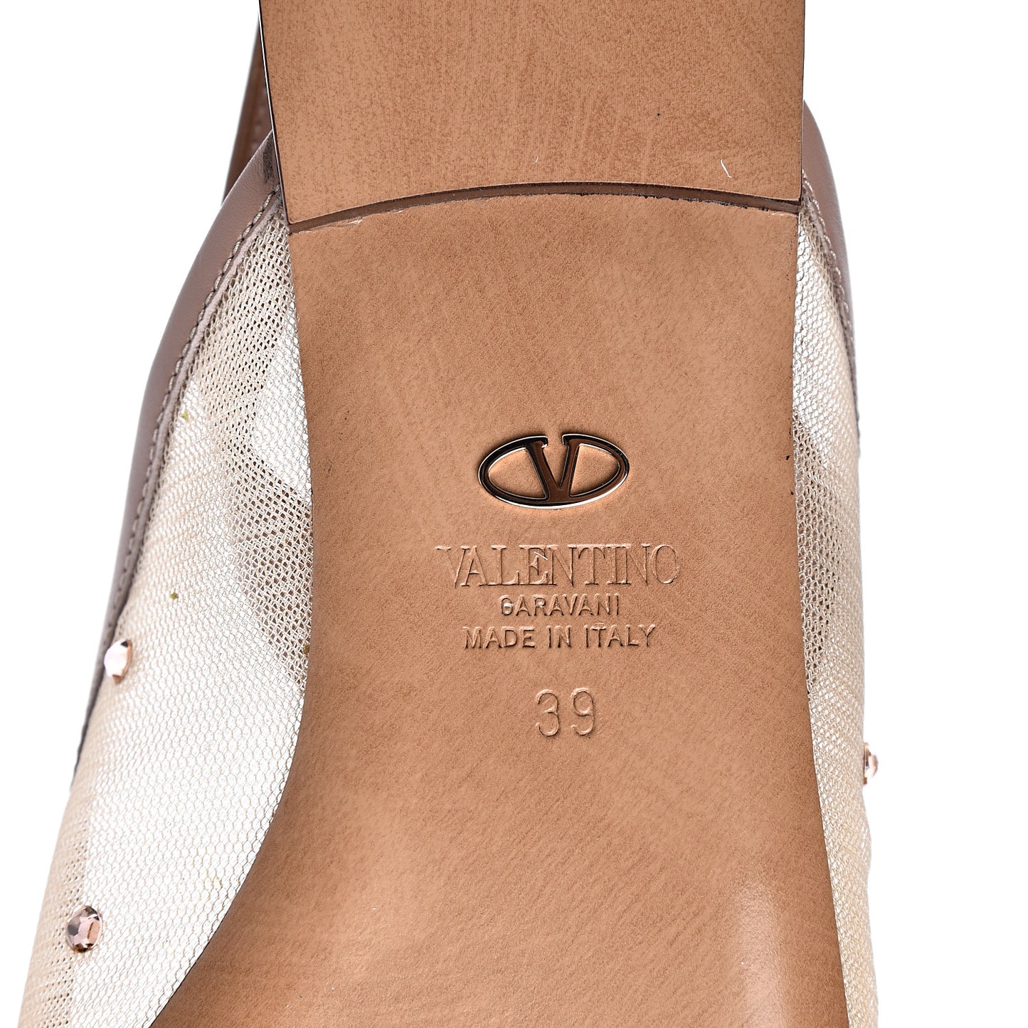 Mesh Crystal Cap Toe Slingback Flats 39 Nude