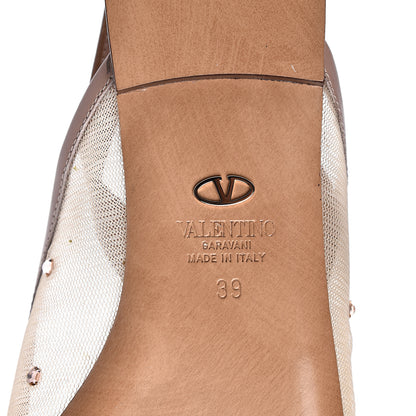 Valentino Garavani Mesh Crystal Cap Toe Slingback Flats 39 Nude 7 of 8