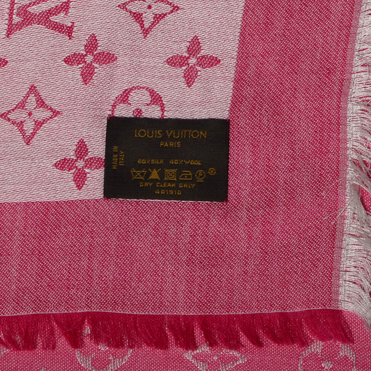 Louis Vuitton Silk Wool Monogram Denim Shawl Pivoine 5 of 5