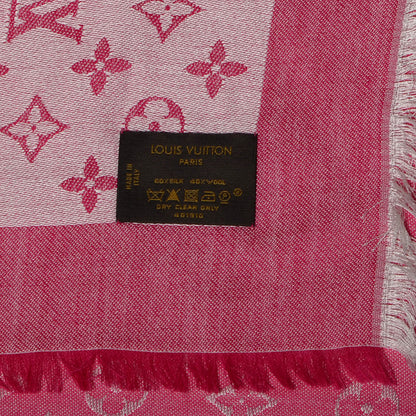 Louis Vuitton Silk Wool Monogram Denim Shawl Pivoine 5 of 5