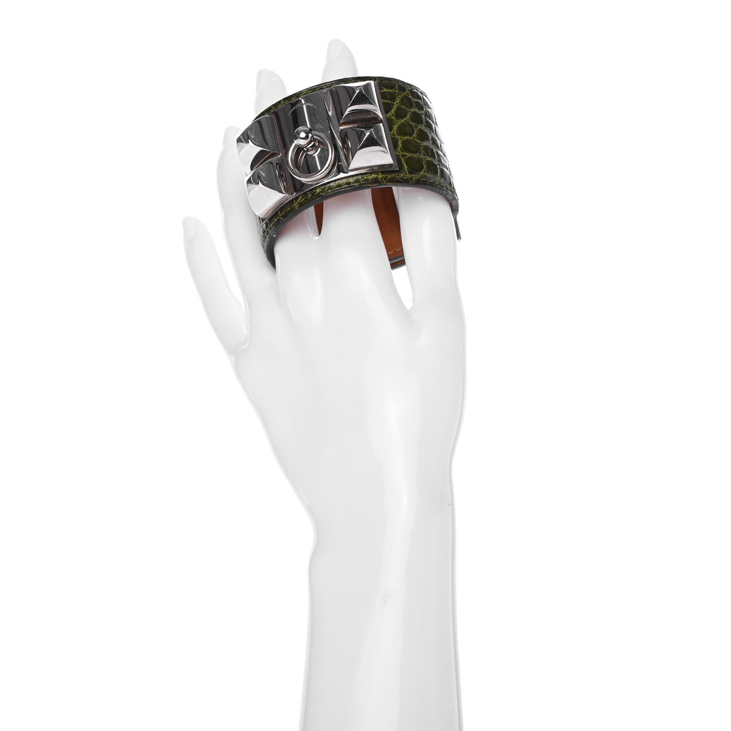 Hermes Shiny Alligator Collier De Chien CDC Bracelet Pelouse 2 of 6