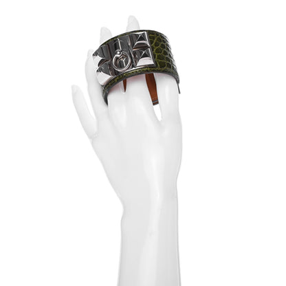 Hermes Shiny Alligator Collier De Chien CDC Bracelet Pelouse 2 of 6