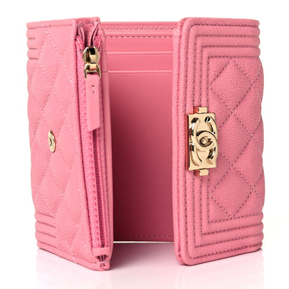 Chanel Caviar Quilted Compact Boy Wallet Light Pink 5 of 8