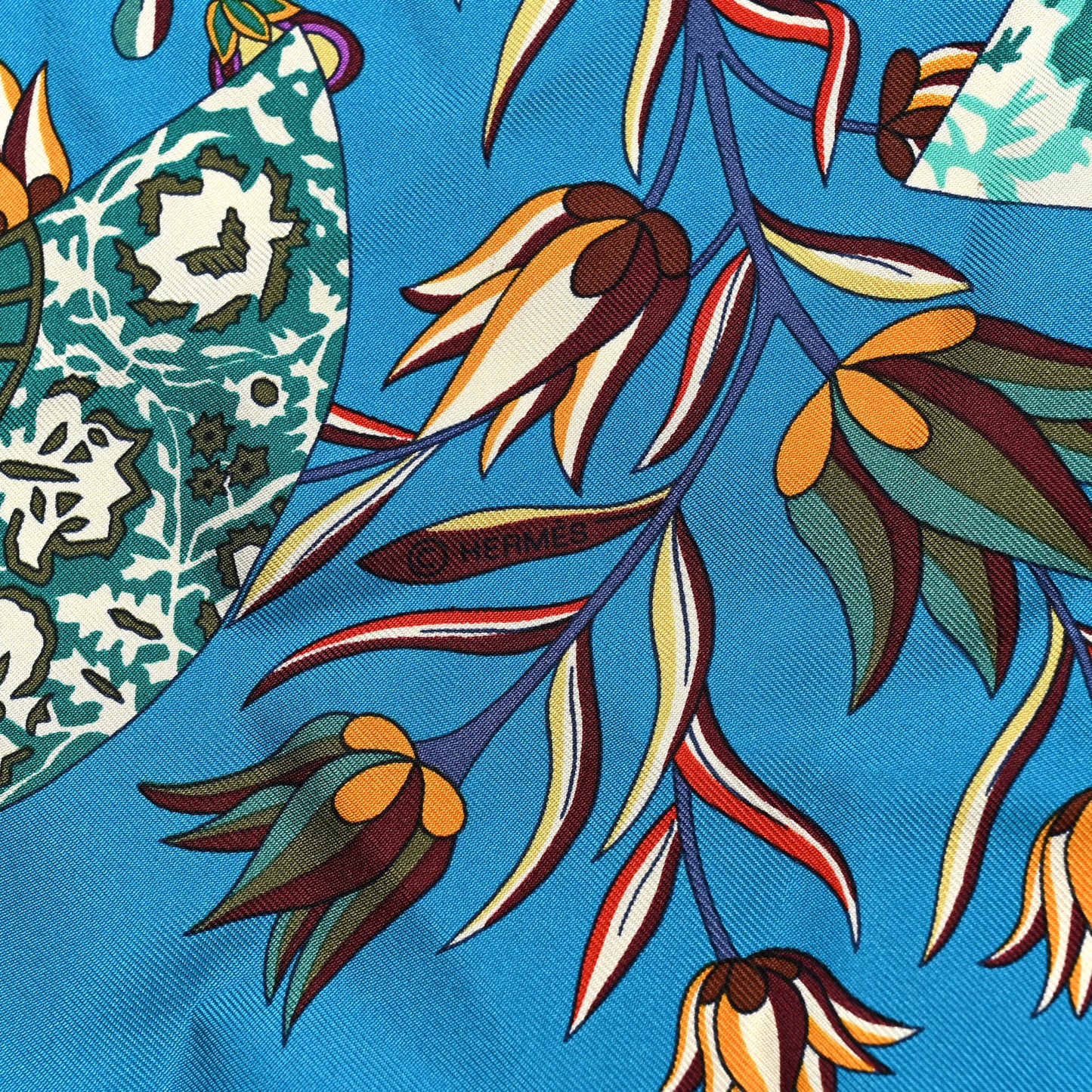 Silk Fleurs et Papillons de Tissus Shawl 90 Canard Vert Rouge