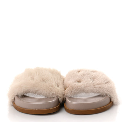 Valentino Garavani Mink Fur Rockstud Slide Sandals 36 Vapeur 2 of 7