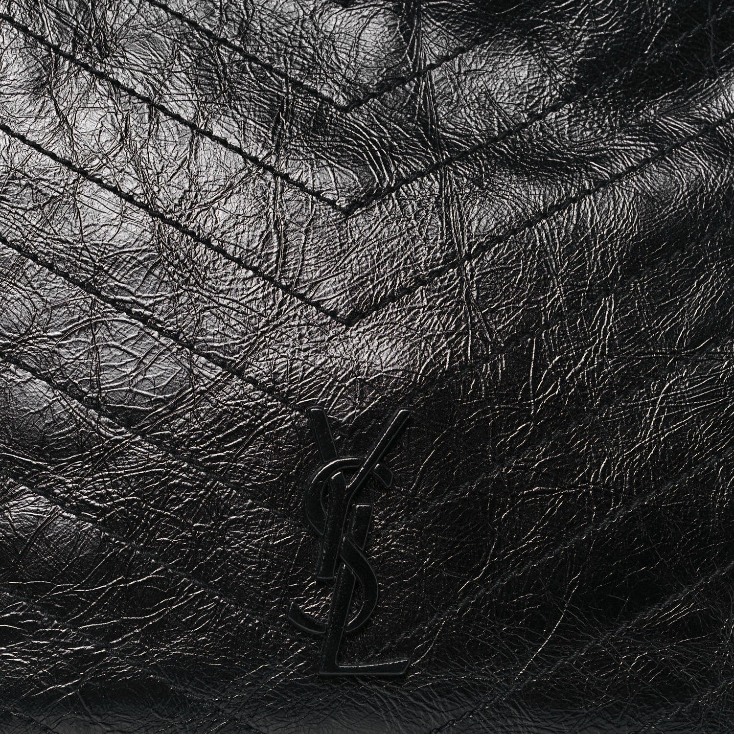 Saint Laurent Crinkled Calfskin Matelasse Monogram Medium Niki Shopper Tote Black 8 of 12