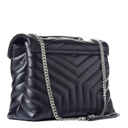 Saint Laurent Calfskin Y Quilted Monogram Medium Loulou Chain Satchel Black 4 of 9