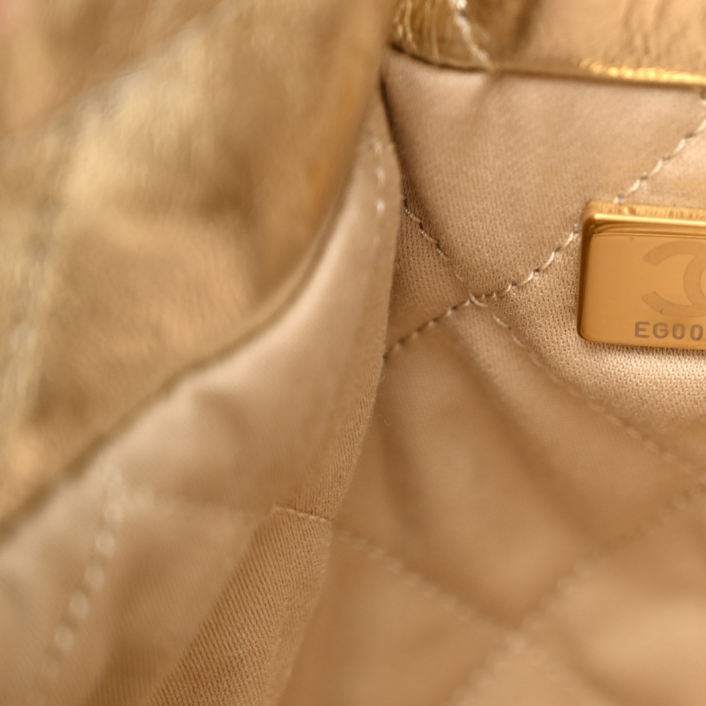 Metallic Calfskin Quilted Mini Chanel 22 Golden
