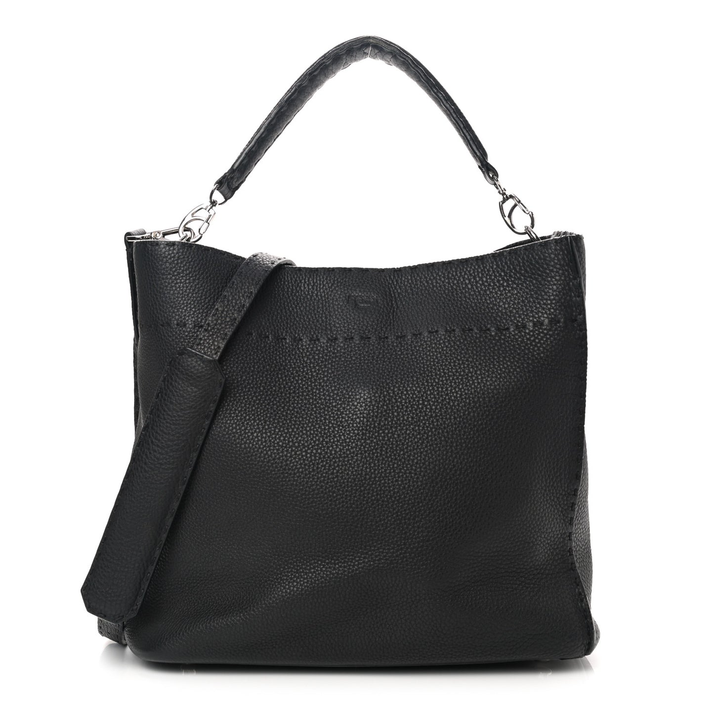 Cuoio Romano Selleria Large Anna Bucket Bag Black