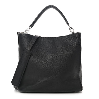 Fendi Cuoio Romano Selleria Large Anna Bucket Bag Black 1 of 14