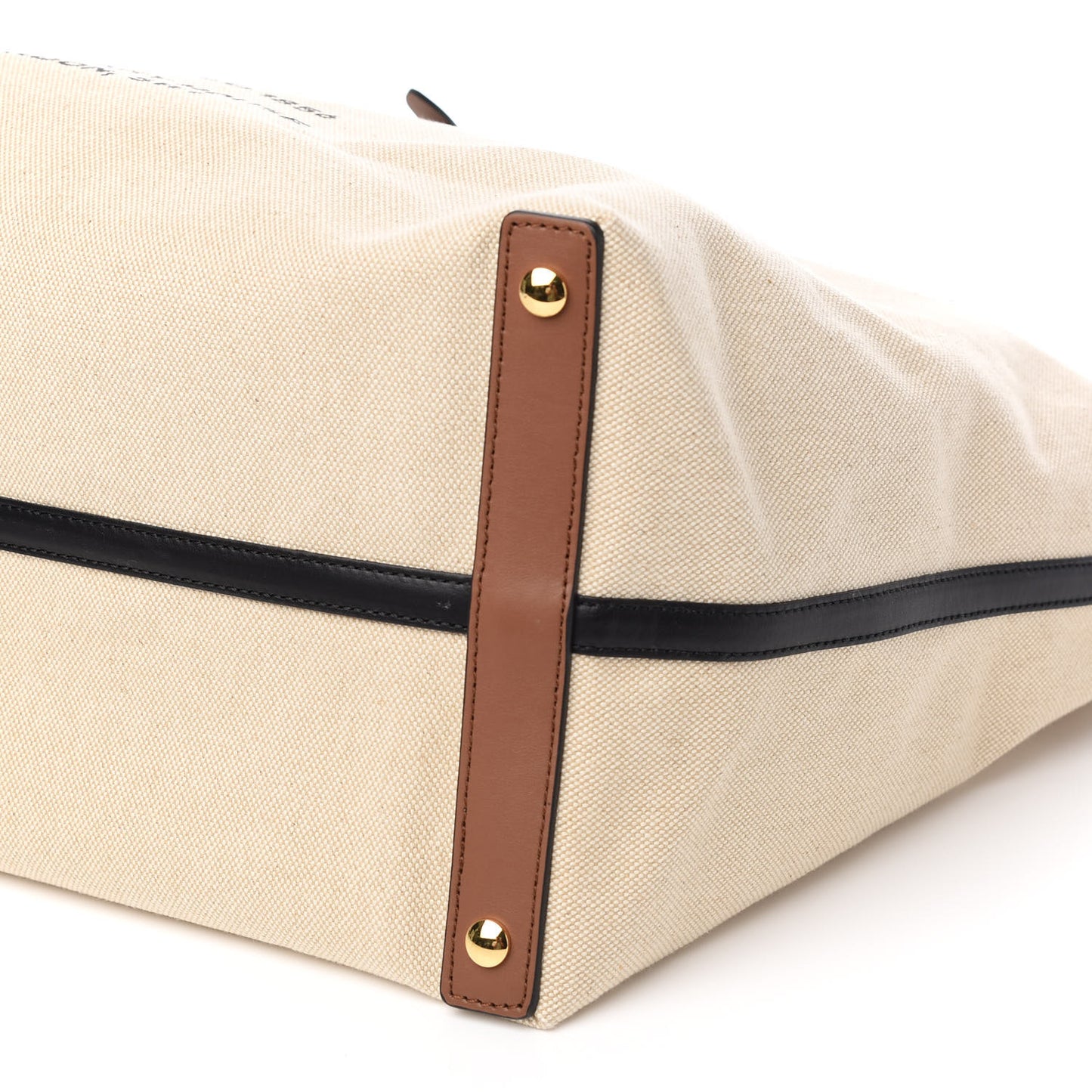 Cotton Canvas Calfskin Large Soft Belted Tote Bag Natural