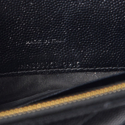 Saint Laurent Grain De Poudre Matelasse Chevron Monogram Envelope Chain Wallet Black 8 of 8