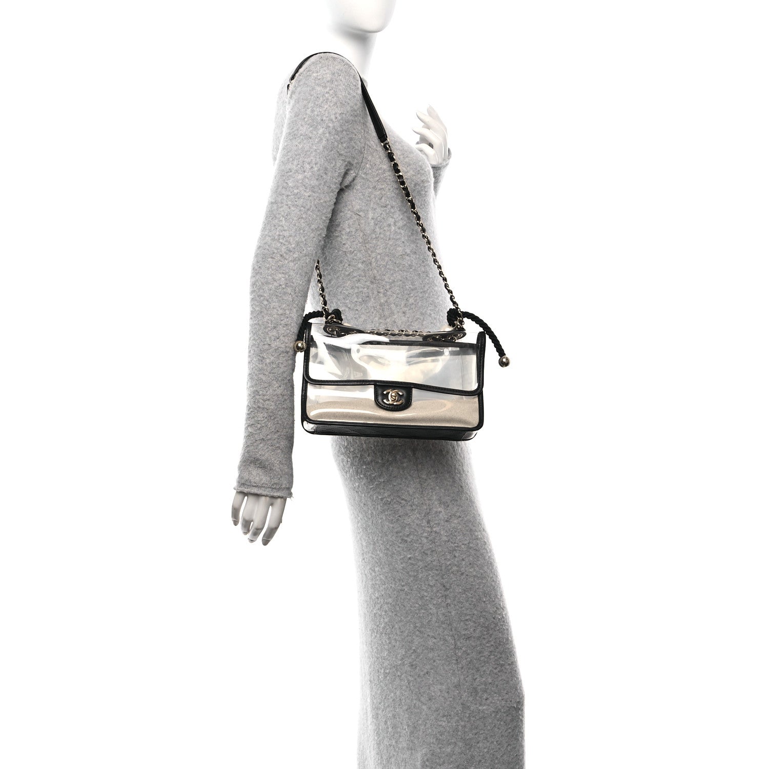 Chanel Lambskin PVC Sand By The Sea Flap With Pearl Strap Black 2 of 10