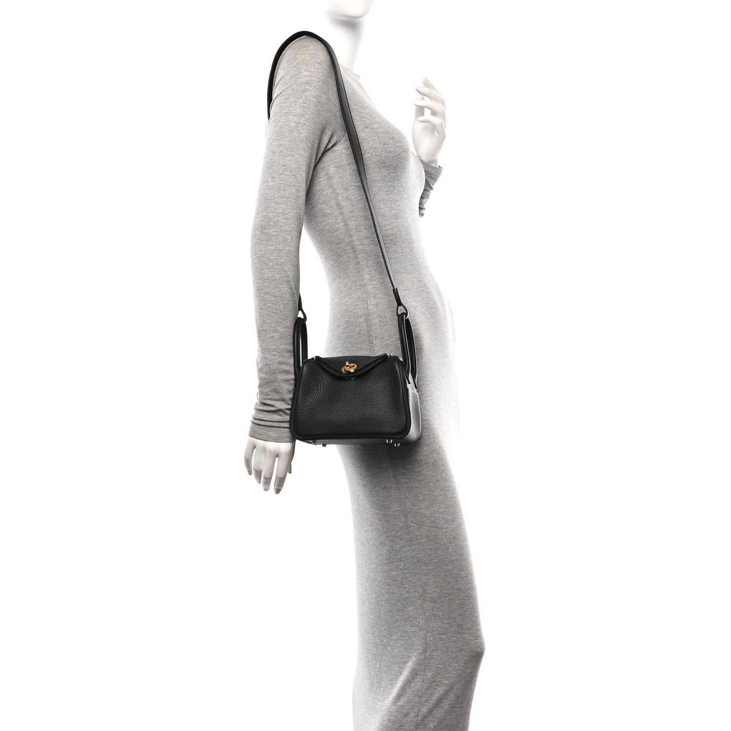 Hermes Taurillon Clemence Mini Lindy 20 Black 2 of 11