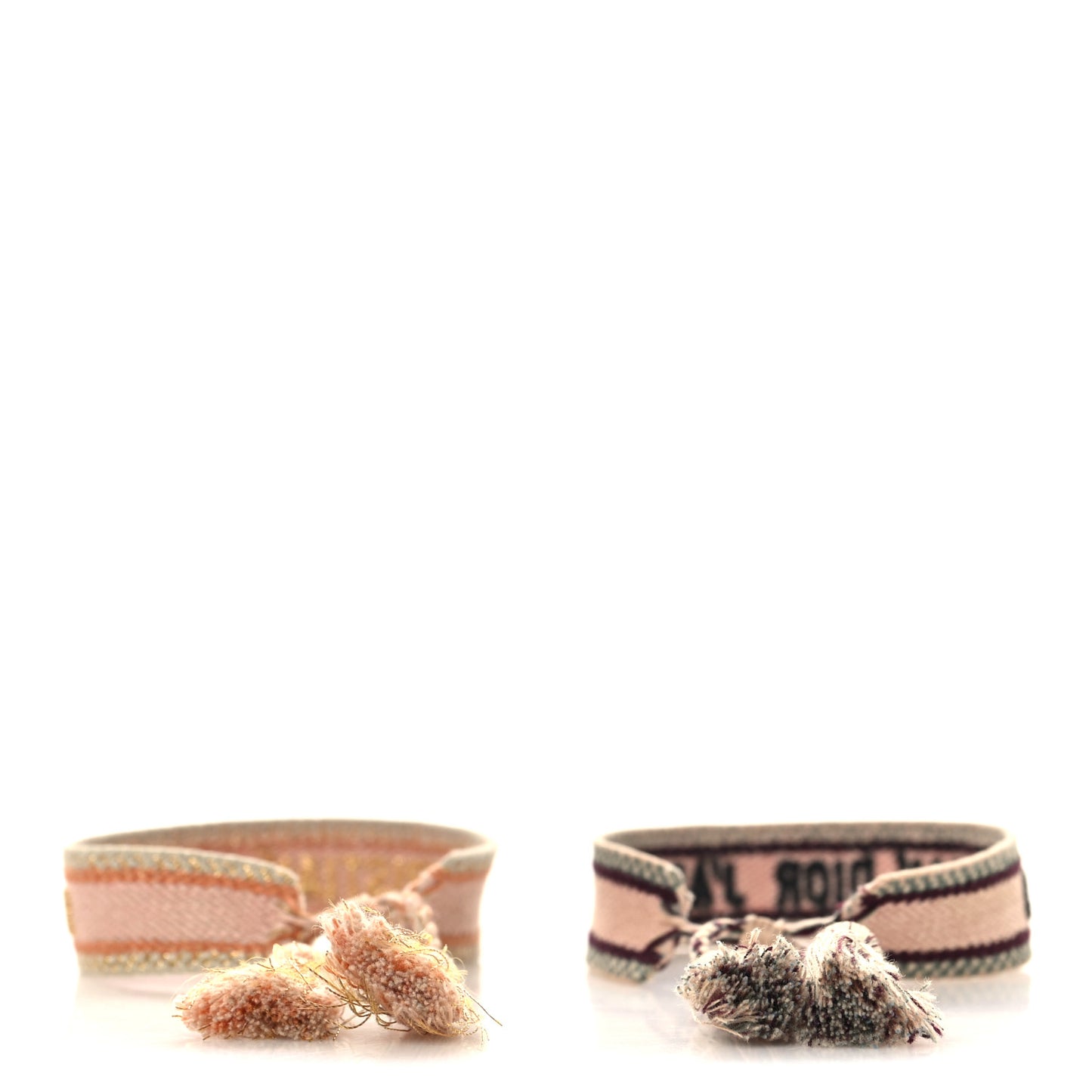 Woven Cotton J'Adior Friendship Bracelet Set Gold Pink