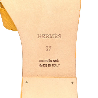 Hermes Epsom Oran Sandals 37 Jaune Sable 6 of 9