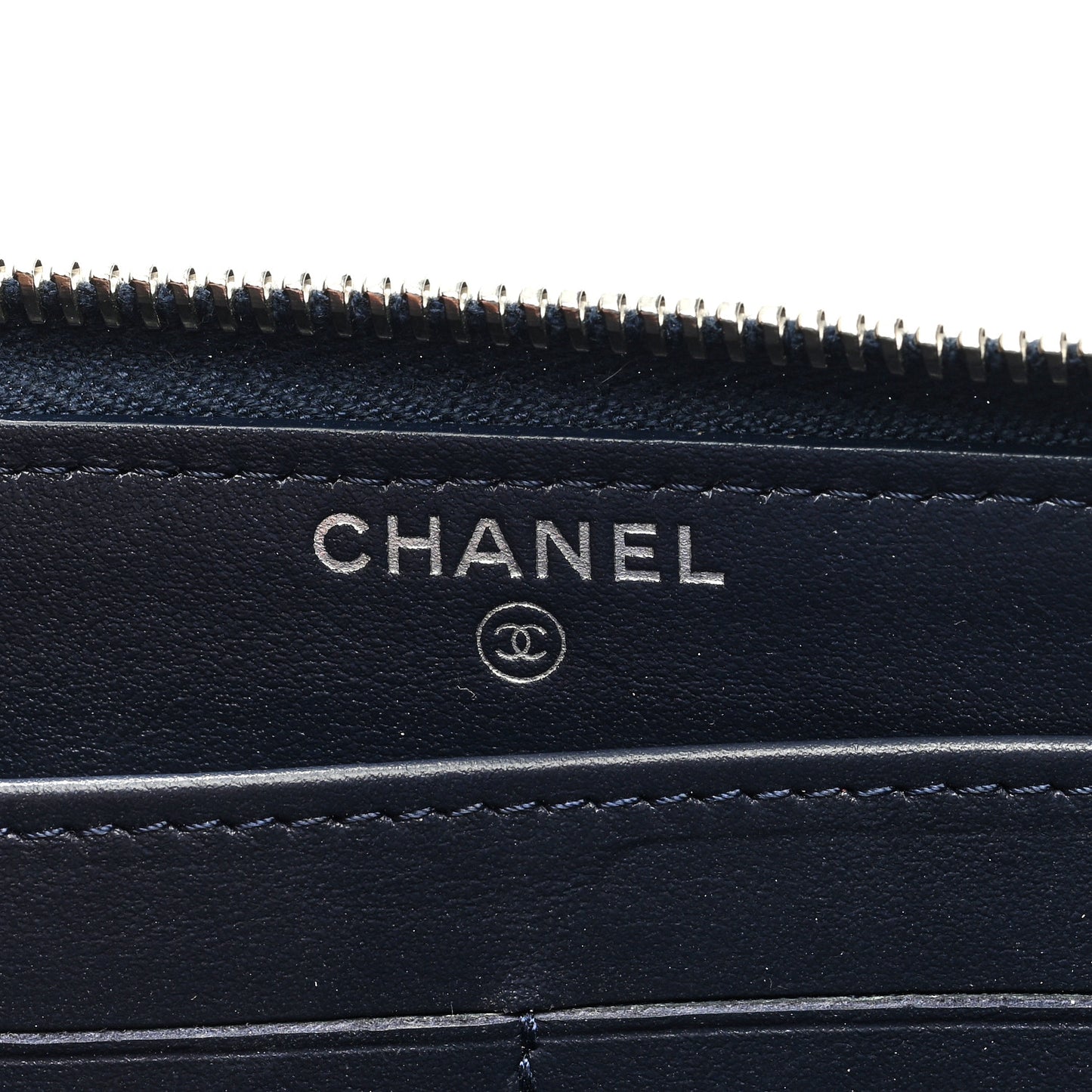 Camellia Embossed Large Zip Around Gusset Wallet Navy