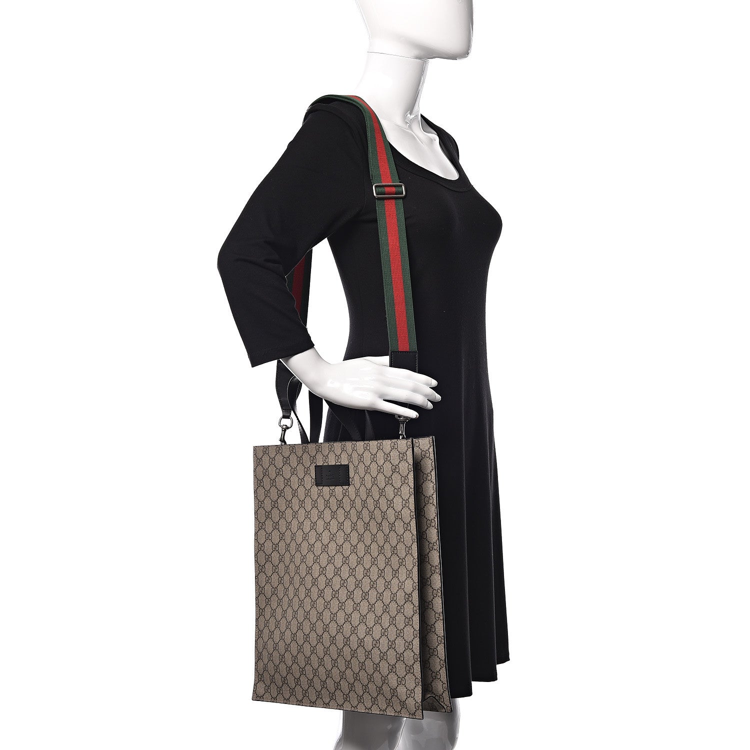 Gucci Soft GG Supreme Monogram Web Vertical Tote Black 2 of 11