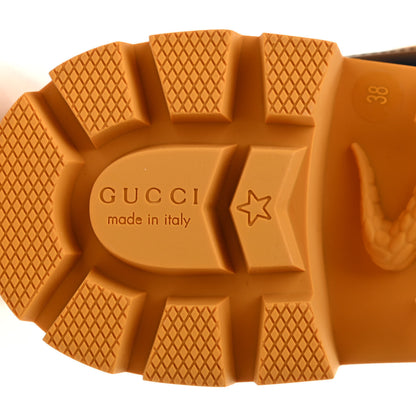 Gucci Smooth Calfskin Zip Rain Boots 38 Blue Agata Crop 7 of 7