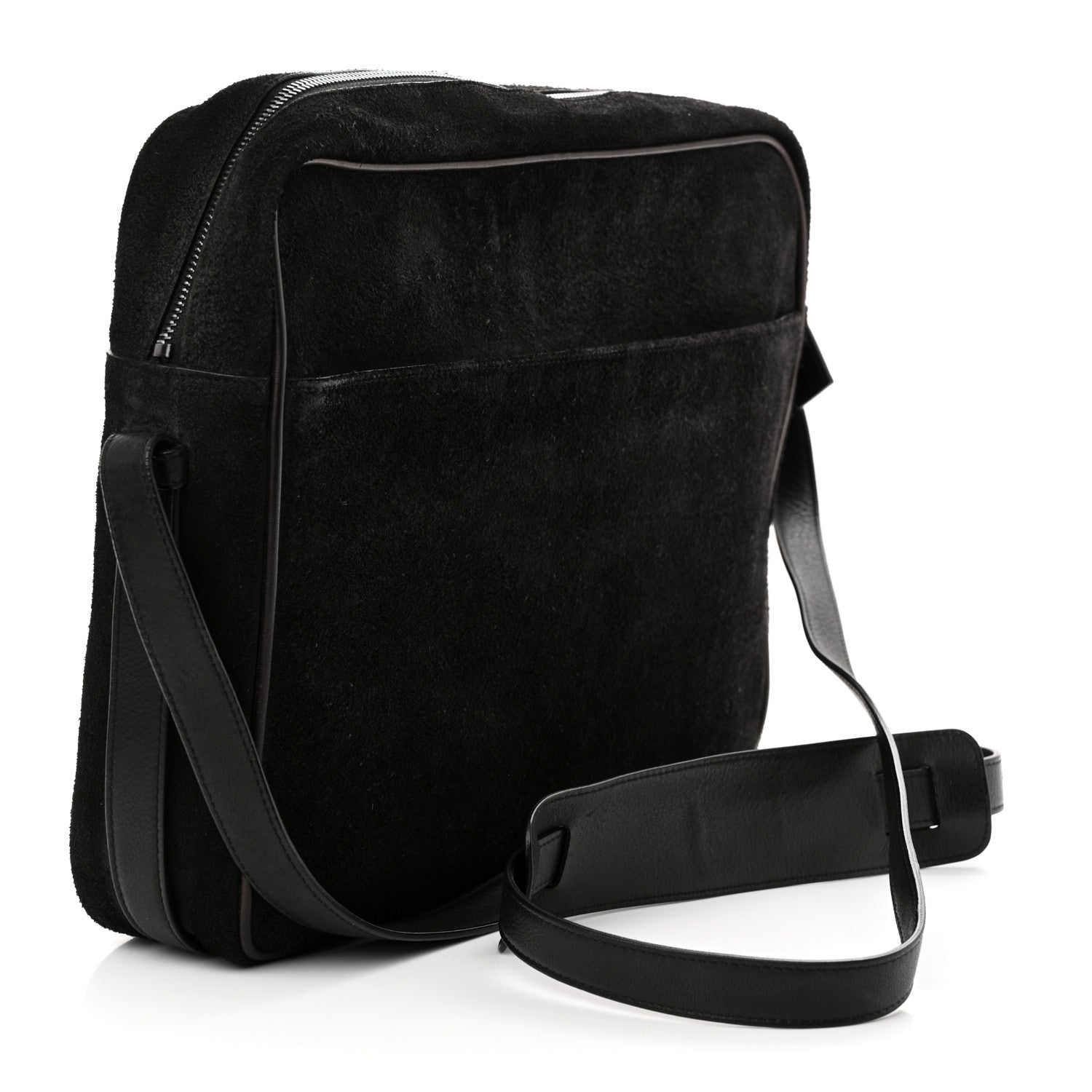 Saint Laurent Suede Flat Messenger Bag Black 3 of 15