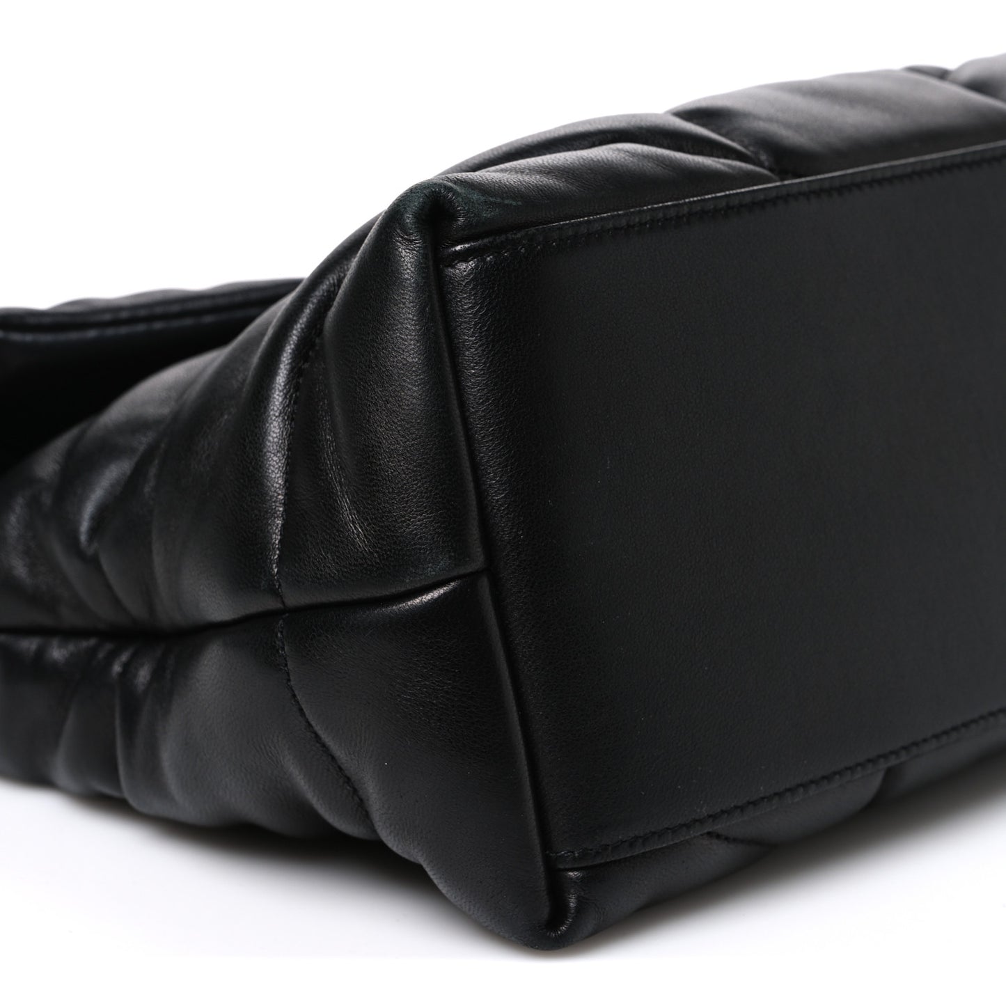 Lambskin Quilted Monogram Monochrome Medium Loulou Puffer Chain Satchel Black