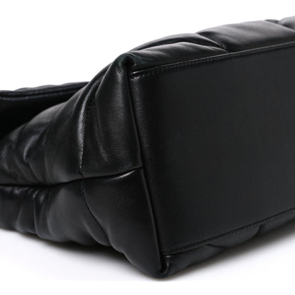 Saint Laurent Lambskin Quilted Monogram Monochrome Medium Loulou Puffer Chain Satchel Black 9 of 10